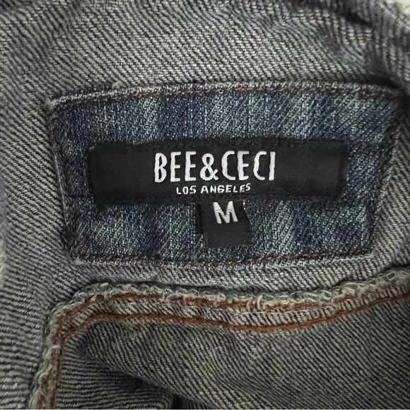 Bee & Ceci Los Angeles Blue Girls Jean Jacket Knit Sleeves Size Medium - Picture 4 of 6